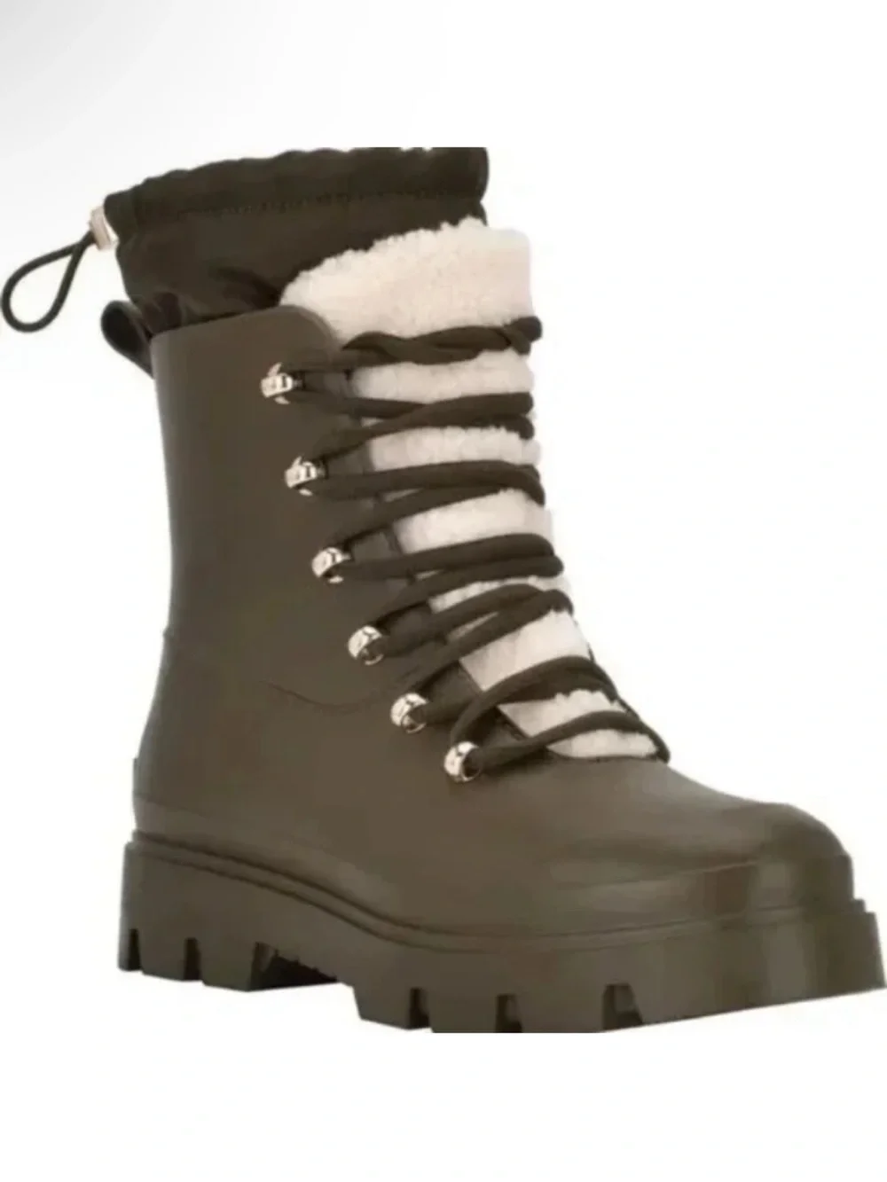 Marc Fisher Freely Lace-Up Lug Sole Boots Dark Green Size 8 NEW in Box NIB